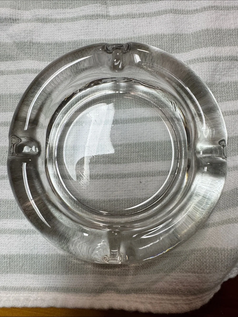 Clear Glass Ashtray Set - Transparent Glass Home Accent Vintage 1 made in France